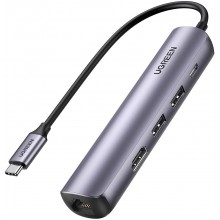 USB-хаб концентратор UGREEN 5 в 1 Type-C to USB Type C, Ethernet, HDMI, USB 3.0 Grey (CM418) USB-хаб концентратор UGREEN 5 в 1 Type-C to USB Type C, Ethernet, HDMI, USB 3.0 Grey (CM418)