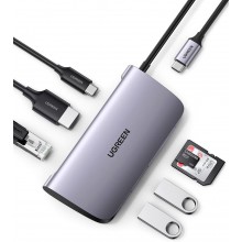 USB-хаб UGREEN USB-C Hub Адаптер док-станция концентратор 7-в-1 алюминиевый Grey (CM212) USB-хаб UGREEN USB-C Hub Адаптер док-станция концентратор 7-в-1 алюминиевый Grey (CM212)