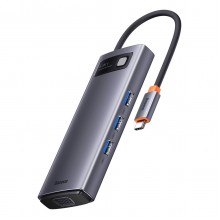 USB-хаб концентратор Baseus Metal Gleam Series HUB 6-в-1 USB Type C-HDMI / 3xUSB/ PD / VGA Grey (WKWG030013) USB-хаб концентратор Baseus Metal Gleam Series HUB 6-в-1 USB Type C-HDMI / 3xUSB/ PD / VGA Grey (WKWG030013)