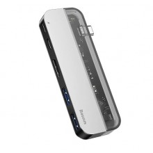 USB-хаб Baseus Transparent Series Type-C Multifunctional HUB Adapter Deep gray (CAHUB-TD0G)