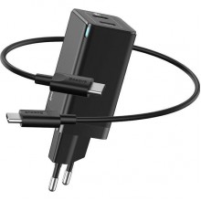 Сетевое зарядное устройство BASEUS GaN2 Mini Quick Charger C+C 45W Black w/USB-C to USB-C cable (CCGAN-M01)