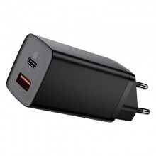 Сетевое зарядное устройство Baseus GaN Lite 1USB + Type-C 65W Black (CCGAN2L-B01)