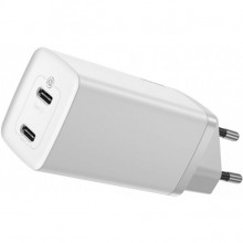 Сетевое зарядное устройство BASEUS GaN2 Lite Quick Charger C+C 65W White (CCGAN2L-E02)