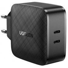Зарядное устройство сетевое Ugreen 66W с 2 портами 2xType-C PD Charger Black (CD216)