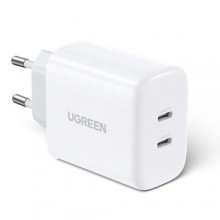 Сетевое зарядное устройство Ugreen 2x USB Type C 40W Power Delivery White (CD243)