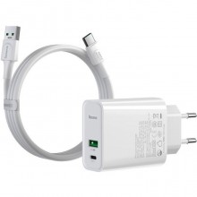 Сетевое зарядное устройство BASEUS Speed PPS Quick Charger C+U 30W VOOC Edition White w/USB-C cable TZCCFS-H02 Сетевое зарядное устройство BASEUS Speed PPS Quick Charger C+U 30W VOOC Edition White w/USB-C cable TZCCFS-H02