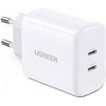 Сетевое зарядное устройство UGREEN 2xUSB Type-C 40 Вт двухпортовый блок питания Fast Charger White (CD243)