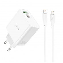 Сетевое зарядное устройство Hoco Awesome PD65W QC3.0 Type-C to Type-C, White (C113A) Сетевое зарядное устройство Hoco Awesome PD65W QC3.0 Type-C to Type-C, White (C113A)