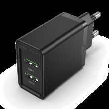 Зарядное устройство VENTION Dual USB EU Plug 3.4A Max 18 W быстрая зарядка Black (FBAB0-EU)