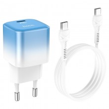 Зарядное устройство СЗУ Hoco PD20W EU с кабелем Type-C to Type-C Blue-White (C101A)