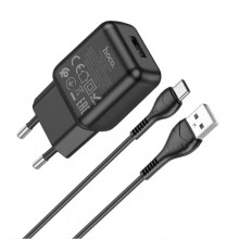 Сетевое зарядное устройство Hoco single port charger + кабель Type-C 1м Black (C96A) Сетевое зарядное устройство Hoco single port charger + кабель Type-C 1м Black (C96A)