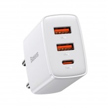 Сетевое зарядное устройство Baseus Compact fast charger 2x USB / USB Type C 30W 3A White (CCXJ-E02)