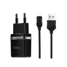 Сетевое зарядное устройство Hoco Smart dual USB charger + Micro cable Black (C12) Сетевое зарядное устройство Hoco Smart dual USB charger + Micro cable Black (C12)
