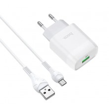 Сетевое зарядное устройство Hoco Glorious single port QC3.0 charger + кабель Micro 1м White (C72Q) Сетевое зарядное устройство Hoco Glorious single port QC3.0 charger + кабель Micro 1м White (C72Q)