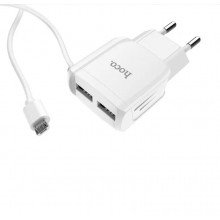 Сетевое зарядное устройство Hoco Mega joy double port charger + кабель MicroUSB 1м White (C59A) Сетевое зарядное устройство Hoco Mega joy double port charger + кабель MicroUSB 1м White (C59A)