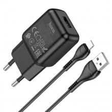 Сетевое зарядное устройство Hoco single port charger + кабель Lightning 1м Black (C96A) Сетевое зарядное устройство Hoco single port charger + кабель Lightning 1м Black (C96A)