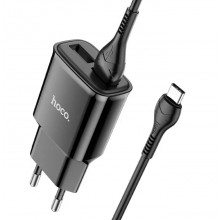 Сетевое зарядное устройство Hoco Star round dual port charger + кабель Type-C Black (C88A)