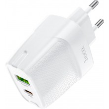 Сетевое зарядное устройство HOCO Bright dual port PD20W+QC3.0 charger White (C85A) Сетевое зарядное устройство HOCO Bright dual port PD20W+QC3.0 charger White (C85A)