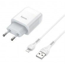 Сетевое зарядное устройство Hoco Glorious single port charger + кабель Lightning White (C72A) Сетевое зарядное устройство Hoco Glorious single port charger + кабель Lightning White (C72A)