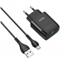 Сетевое зарядное устройство Hoco Glorious single port QC3.0 charger + кабель Micro 1м Black (C72Q) Сетевое зарядное устройство Hoco Glorious single port QC3.0 charger + кабель Micro 1м Black (C72Q)