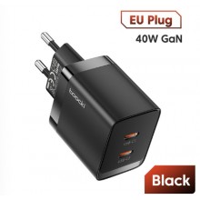 Зарядное устройство СЗУ Toocki 40W Gan Travel Charger Black (P040AE10A2C0)