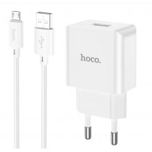 Сетевое зарядное устройство Hoco charger + кабель Micro USB White (C106A) Сетевое зарядное устройство Hoco charger + кабель Micro USB White (C106A)