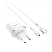 Сетевое зарядное устройство Hoco Smart QC3.0 charger + кабель Type-C 1м White (C12Q)