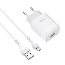 Сетевое зарядное устройство Hoco Glorious single port QC3.0 charger + кабель Type-C 1м White (C72Q) Сетевое зарядное устройство Hoco Glorious single port QC3.0 charger + кабель Type-C 1м White (C72Q)