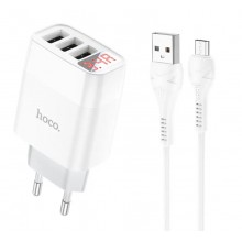 Сетевое зарядное устройство Hoco Easy charge 3-port digital display charger + кабель Micro 1м White (C93A) Сетевое зарядное устройство Hoco Easy charge 3-port digital display charger + кабель Micro 1м White (C93A)