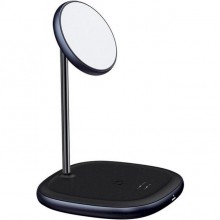 Беспроводное зарядное устройство BASEUS Swan 2-in-1 Wireless Magnetic Charging Bracket 20W Black (WXSW-D01)