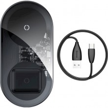 Беспроводное зарядное устройство BASEUS Simple 2-in-1 Wireless Charger 15W Transparent (WXJK-A01) Беспроводное зарядное устройство BASEUS Simple 2-in-1 Wireless Charger 15W Transparent (WXJK-A01)