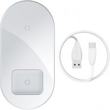Беспроводное зарядное устройство BASEUS Simple 2-in-1 Wireless Charger 15W White (WXJK-02)