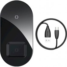 Беспроводное зарядное устройство BASEUS Simple 2-in-1 Wireless Charger 15W Black (WXJK-01) Беспроводное зарядное устройство BASEUS Simple 2-in-1 Wireless Charger 15W Black (WXJK-01)