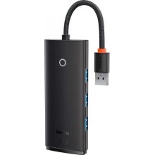 USB-хаб адаптер Baseus Lite Series 4-Port USB-A HUB Adapter USB-A to USB 3.0*4 0,25 м Black (BS-OH012) USB-хаб адаптер Baseus Lite Series 4-Port USB-A HUB Adapter USB-A to USB 3.0*4 0,25 м Black (BS-OH012)