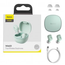 Беспроводные Bluetooth наушники Bluetooth 5.3 Baseus Encok WM01 TWS 300mAh Green (NGTW240006) Беспроводные Bluetooth наушники Bluetooth 5.3 Baseus Encok WM01 TWS 300mAh Green (NGTW240006)