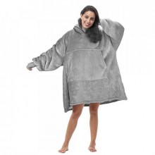 Толстовка-плед с капюшоном и рукавами флисовый Huggle Ultra Plush Blanket Hoodie, серый