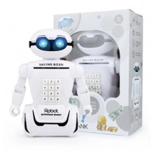 Электронная копилка робот с кодовым замком Robot Piggy Bank со светильником, белый
