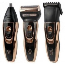 Аккумуляторная машинка для стрижки Gemmy Gm-595, 3 в 1 (тример для стрижки волос и бороды), бронзовая