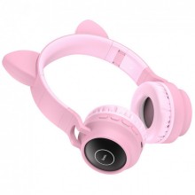 Беспроводные наушники с ушками и подсветкой Hoco W27, Pink