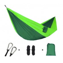 Подвесной туристический нейлоновый гамак для кемпинга Hammock Net Green 263х135 см, зеленый