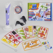 Детская 3D ручка Fun game для рисования с трафаретами арт.60484, фиолетовая Детская 3D ручка Fun game для рисования с трафаретами арт.60484, фиолетовая