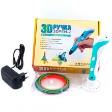 3d ручка 2-го поколения с lcd дисплеем, голубая + пластик PLA 3d ручка 2-го поколения с lcd дисплеем, голубая + пластик PLA