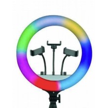 Кольцевая лампа разноцветная RGB MJ36  с держателем для смартфона, 36 см