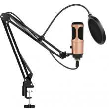 Студийный микрофон Music D.J. M900U USB со стойкой и поп-фильтром, Bronze