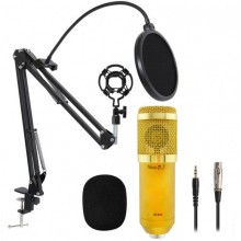 Студийный микрофон Music D.J. M800U со стойкой и поп-фильтром Gold