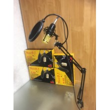 Студийный микрофон Music D.J. M800 со стойкой и ветрозащитой Black/Gold