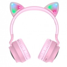 Беспроводные наушники с ушками и подсветкой Hoco W27, Pink