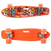 Детский скейтборд Пенни борд MAXLEND Penny Board Lights Оранжевый со светящимися колесами