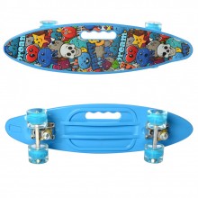Детский скейтборд Пенни борд MAXLEND Penny Board City Голубой с принтом