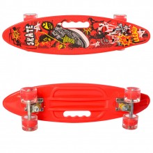 Детский скейтборд Пенни борд MAXLEND Penny Board City Красный с принтом